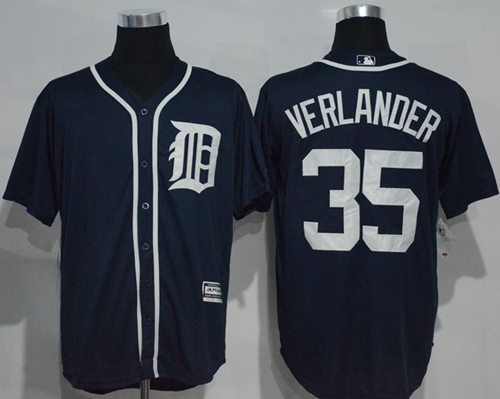Tigers #35 Justin Verlander Navy Blue New Cool Base Stitched MLB Jersey - Click Image to Close
